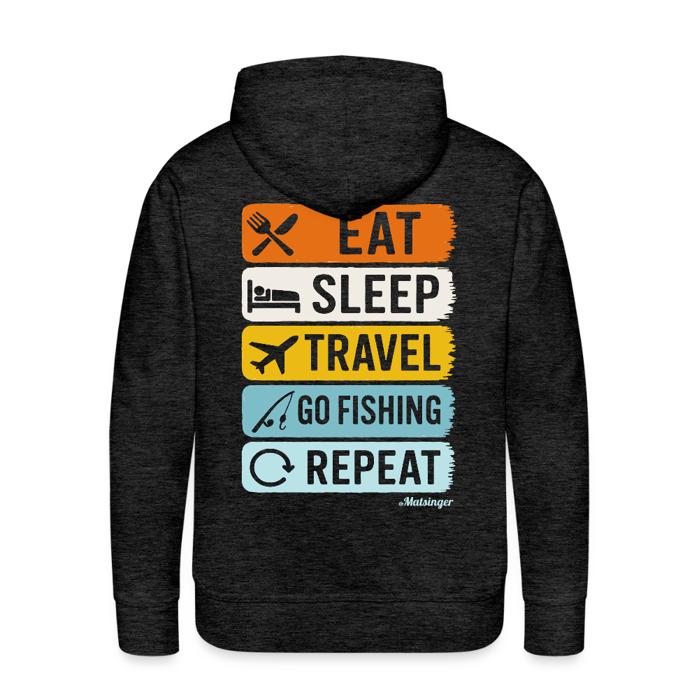 Eat-Sleep-Travel-Go Fishing-Repeat - Anthrazit