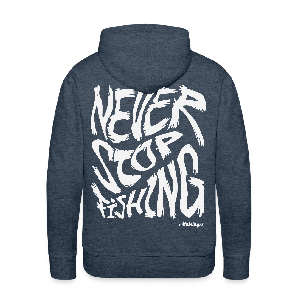 Never Stop Fishing Hoodie - Jeansblau