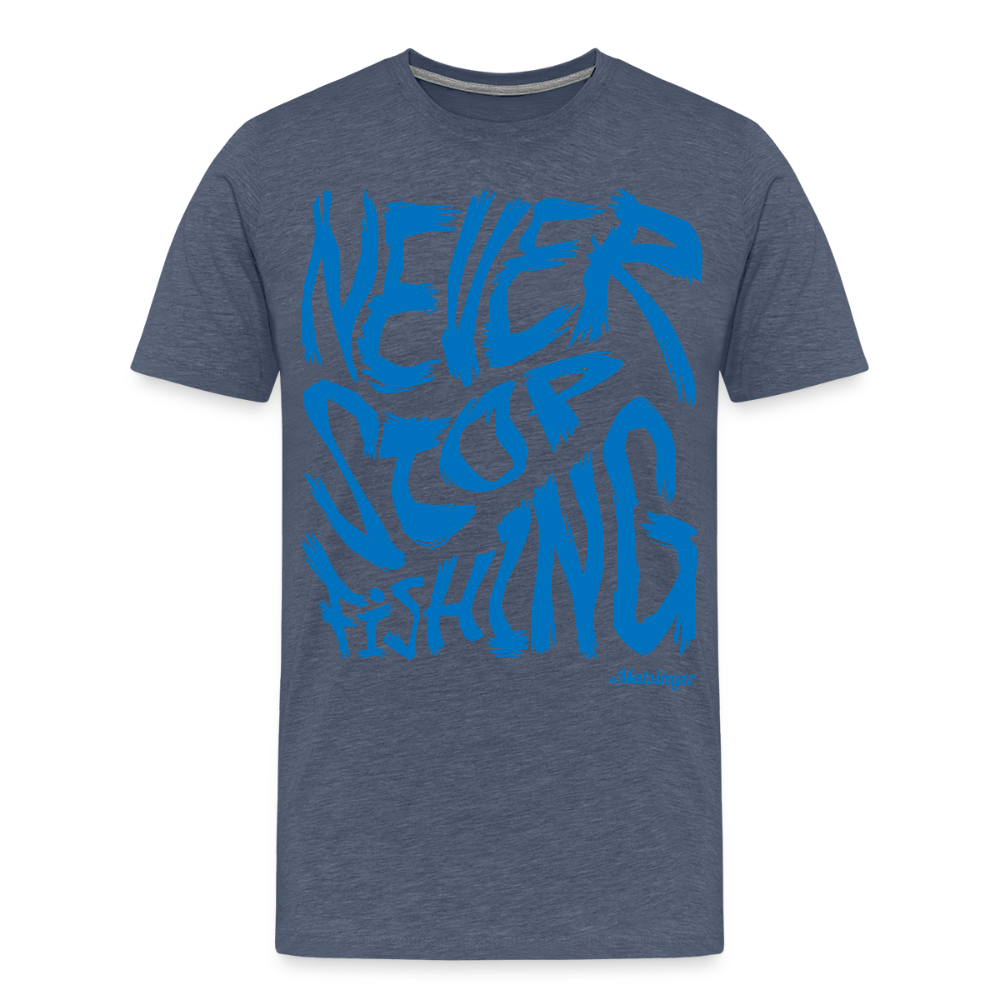 Never Stop FishingT-Shirt - Blau meliert