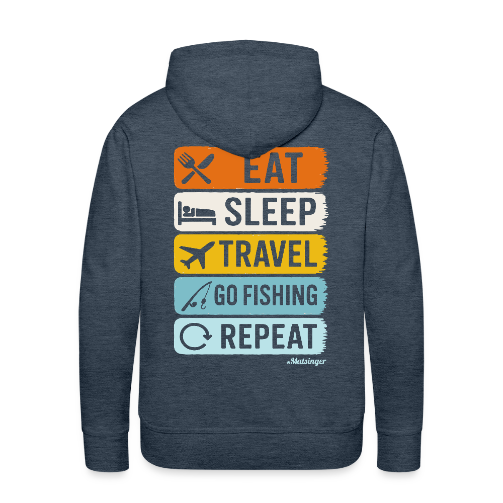 Eat-Sleep-Travel-Go Fishing-Repeat - Jeansblau