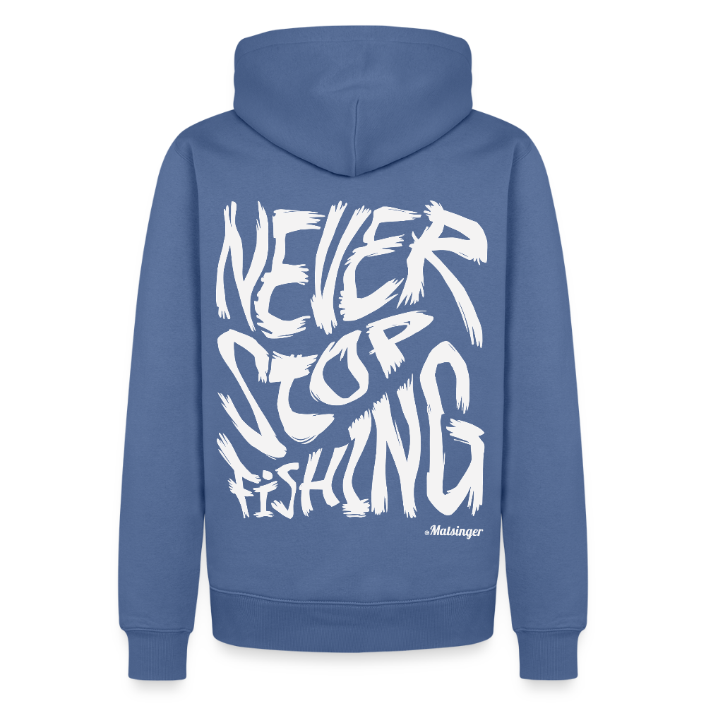 Never Stop Fishing Hoodie - Taubenblau
