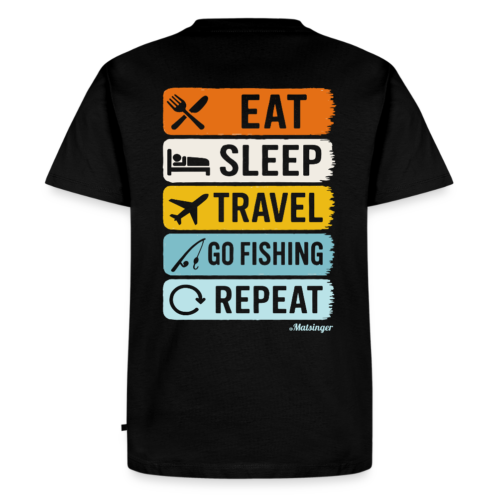 Eat-Sleep-Travel-Go Fishing-Repeat - Schwarz