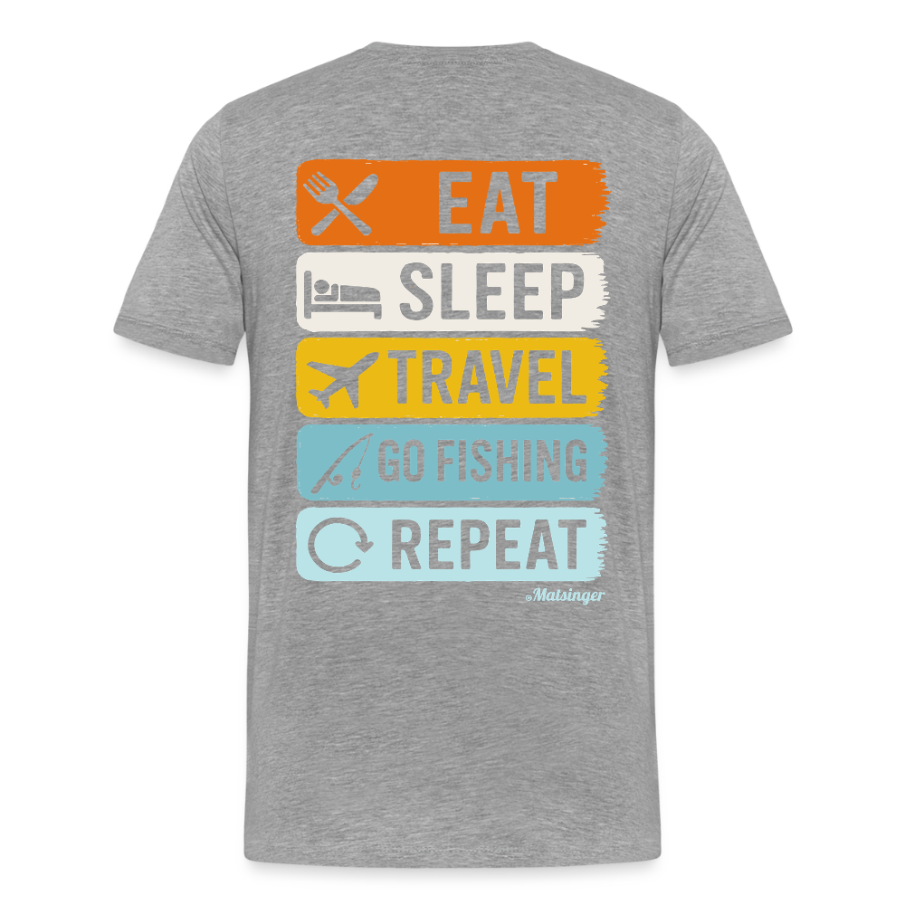 Eat-Sleep-Travel-Go Fishing-Repeat - Grau meliert