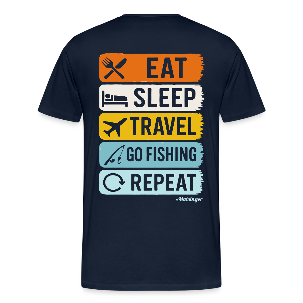 Eat-Sleep-Travel-Go Fishing-Repeat - Navy