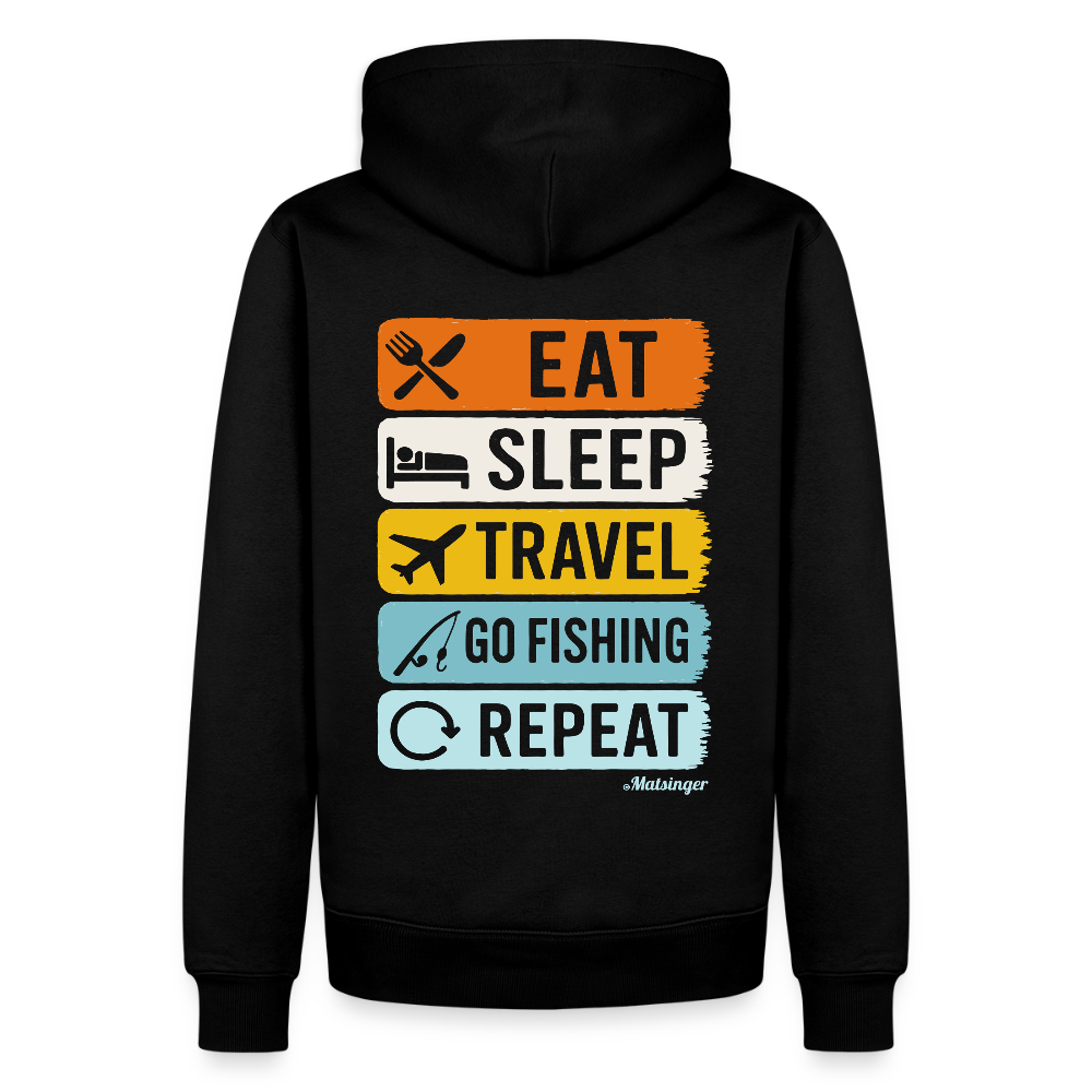 Eat-Sleep-Travel-Go Fishing-Repeat - Schwarz