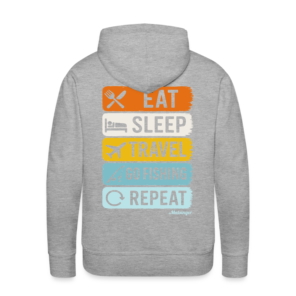 Eat-Sleep-Travel-Go Fishing-Repeat - Grau meliert
